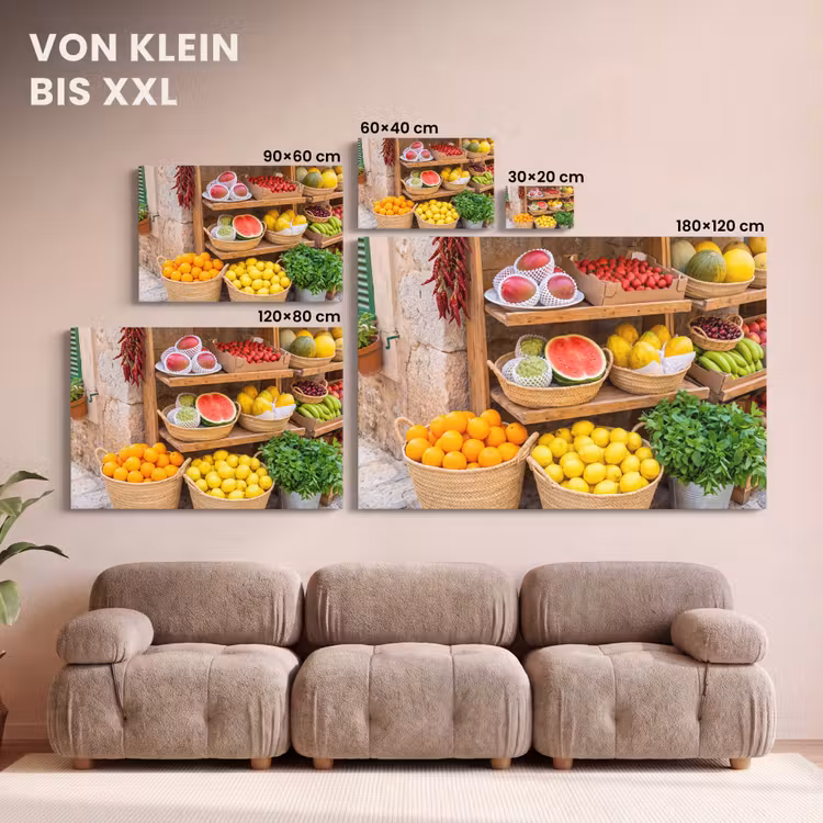 Leinwandbild - Obst – Markt – Frisch - Fruit - Markt - Vers canvas 2cm klein