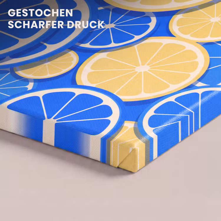 Fruit - Schijven - Patroon - Modern - Blauw - Geel canvas 2cm klein -closeup_print_DE