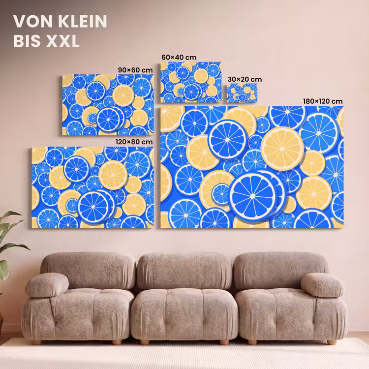 Fruit - Schijven - Patroon - Modern - Blauw - Geel canvas 2cm klein -Xsfeer8_DE