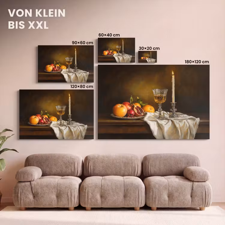 Fruit -  Stilleven - Wijn - Kaars canvas 2cm klein -Xsfeer8_DE