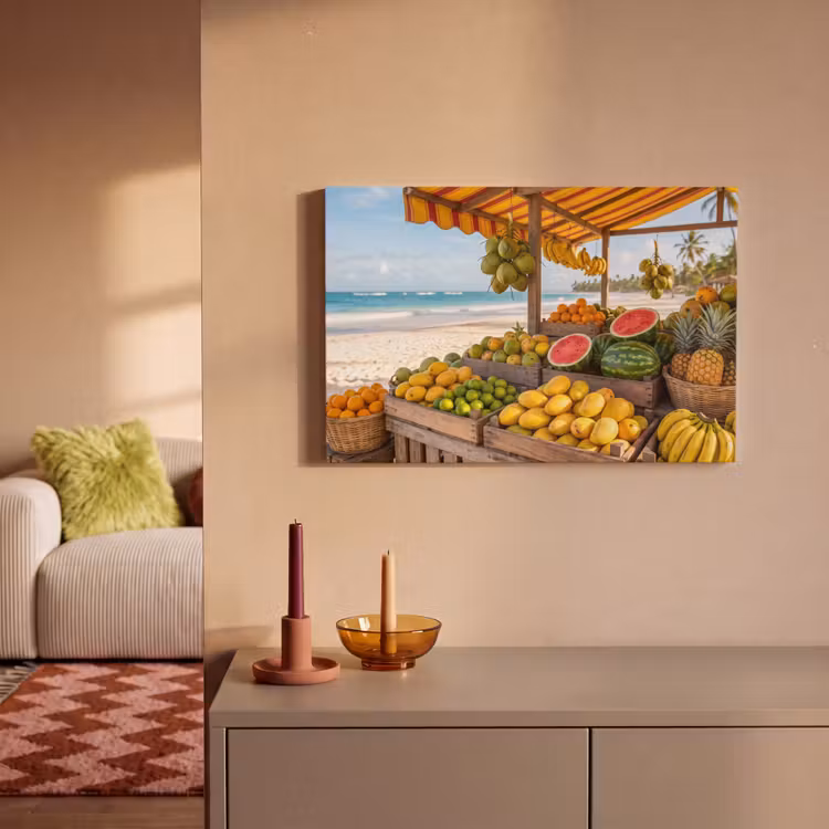 Leinwandbild - Obst – Strand – Tropisch - Fruit - Strand - Tropisch canvas 2cm klein