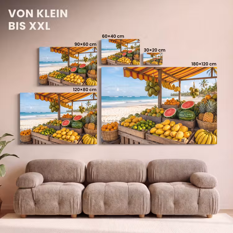 Leinwandbild - Obst – Strand – Tropisch - Fruit - Strand - Tropisch canvas 2cm klein