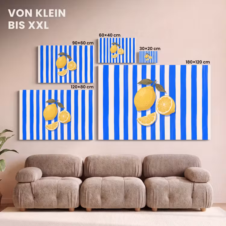 Fruit - Citroen - Zomer - Geel - Blauw canvas 2cm klein -Xsfeer8_DE