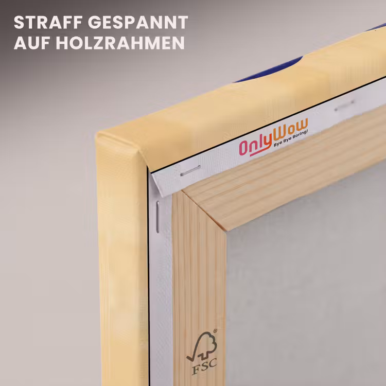 Okergeel - Blauw - Eenvoudige lijnen canvas 2cm klein -uniquesellingpoint_afwerking-onlywow_DE