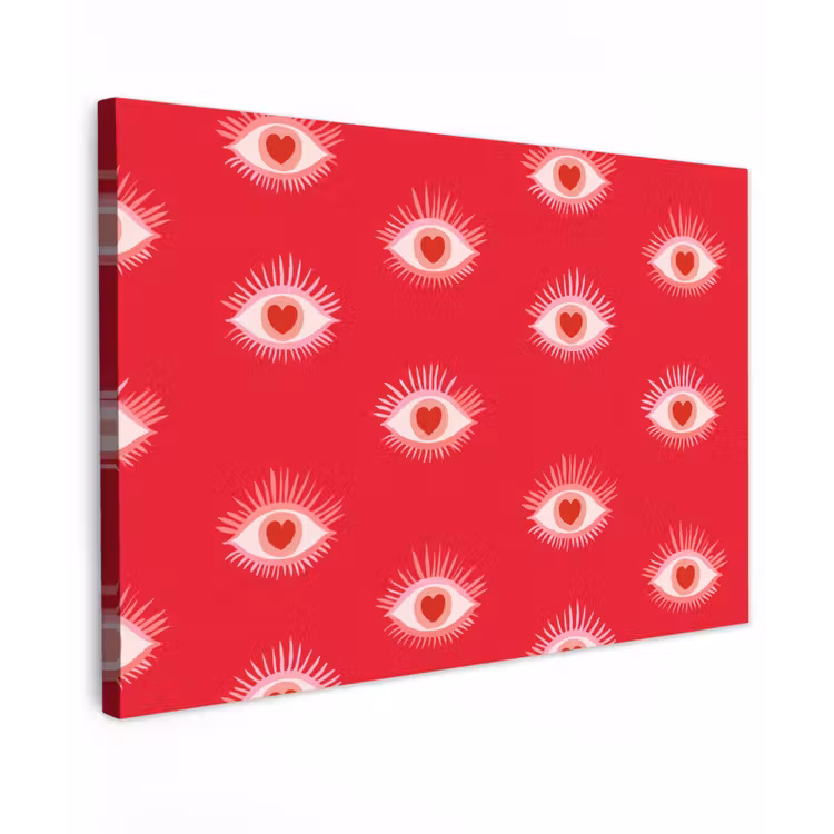 Ogen - Hart - Abstract - Rood - Roze canvas 2cm klein 34 -z3d
