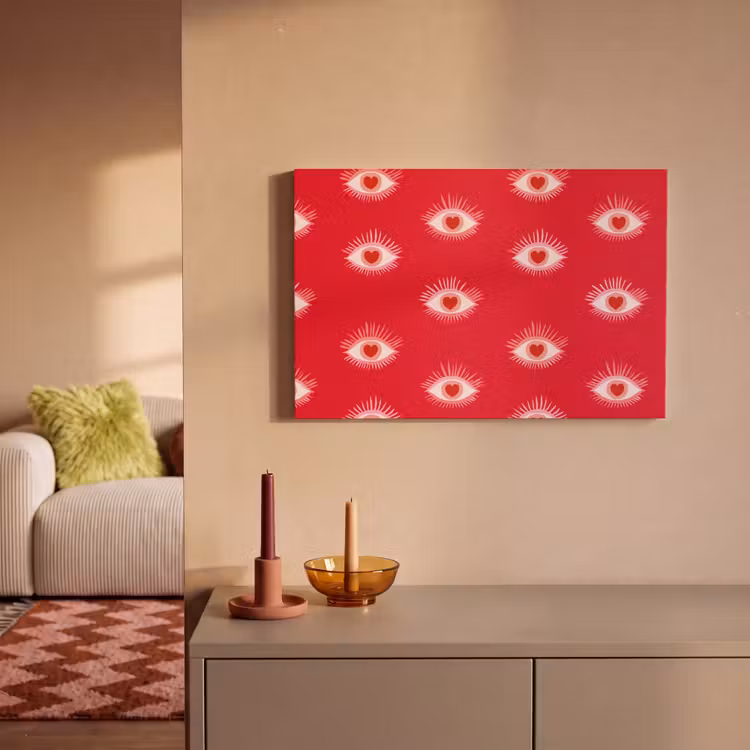 Ogen - Hart - Abstract - Rood - Roze canvas 2cm klein 34 -sfeer1