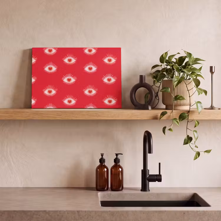 Ogen - Hart - Abstract - Rood - Roze canvas 2cm klein 34 -sfeer3
