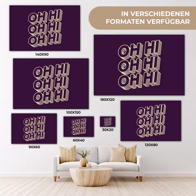 Oh hi - Paars - 3D canvas 2cm klein -Xsfeer8_DE
