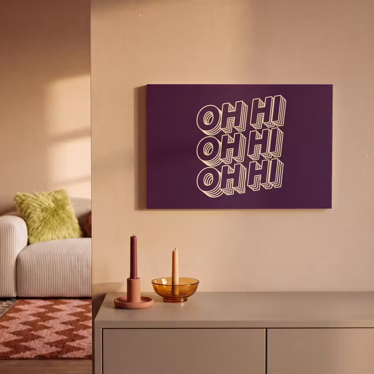 Oh hi - Paars - 3D canvas 2cm klein -sfeer1