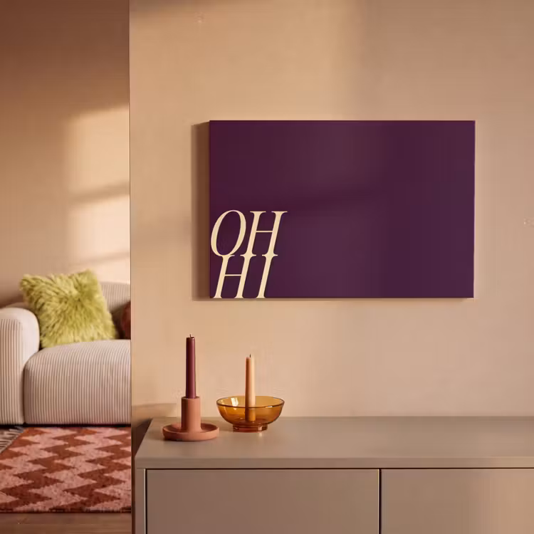 Oh hi - Paars - Cursief canvas 2cm klein -sfeer1
