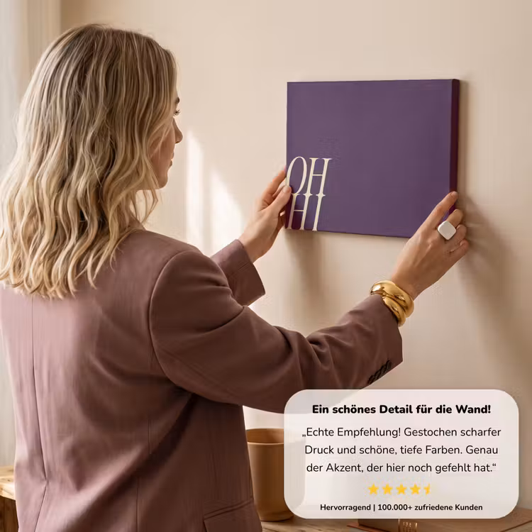Oh hi - Paars - Cursief canvas 2cm klein -sfeer3