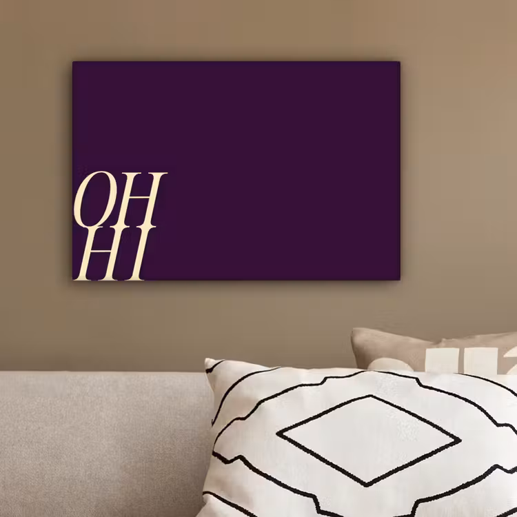 Oh hi - Paars - Cursief canvas 2cm klein -sfeer6