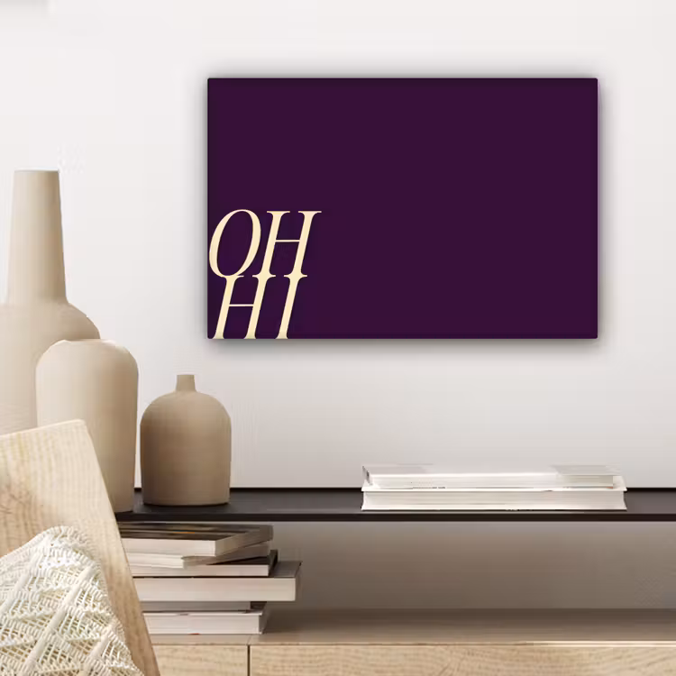 Oh hi - Paars - Cursief canvas 2cm klein -closeup_print_DE