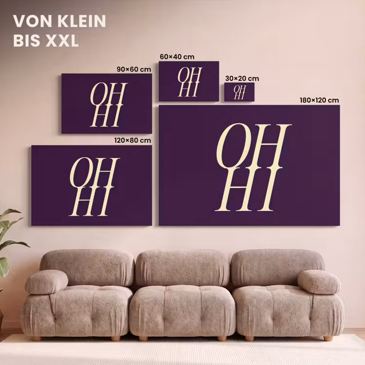 Oh hi - Paars - Minimalistisch canvas 2cm klein -Xsfeer8_DE