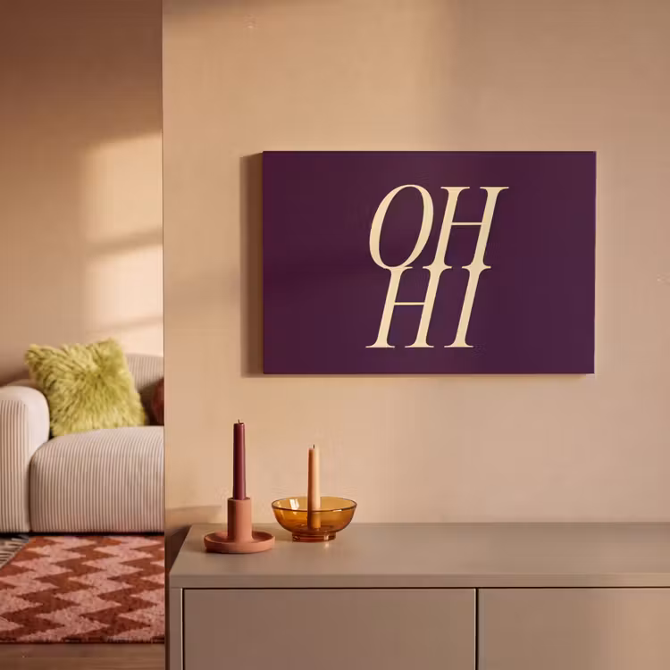 Oh hi - Paars - Minimalistisch canvas 2cm klein -sfeer1