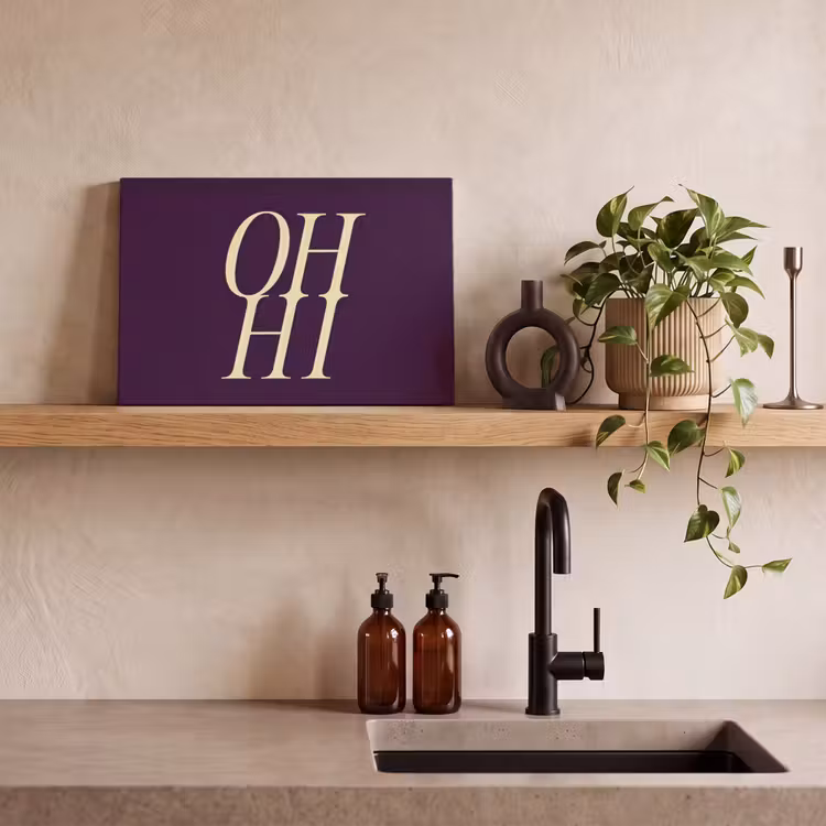 Oh hi - Paars - Minimalistisch canvas 2cm klein -sfeer3