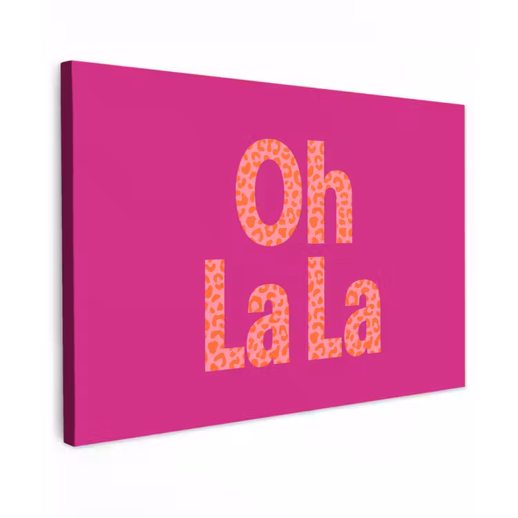 Oh la la - Luipaardprint - Roze canvas 2cm klein -z3d