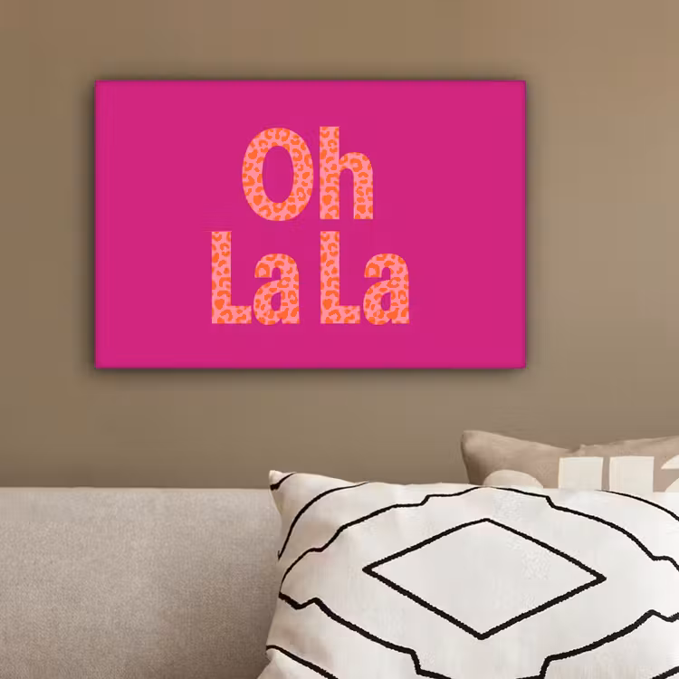 Oh la la - Luipaardprint - Roze canvas 2cm klein -closeup_print_DE