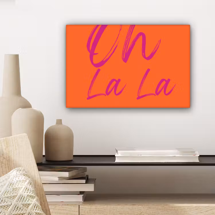Oh la la - Oranje - Roze - Grafisch canvas 2cm klein -closeup_print_DE
