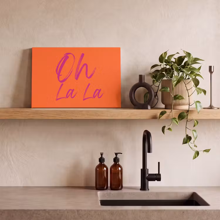 Oh la la - Oranje - Roze - Grafisch canvas 2cm klein -uniquesellingpoint_afwerking-onlywow_DE