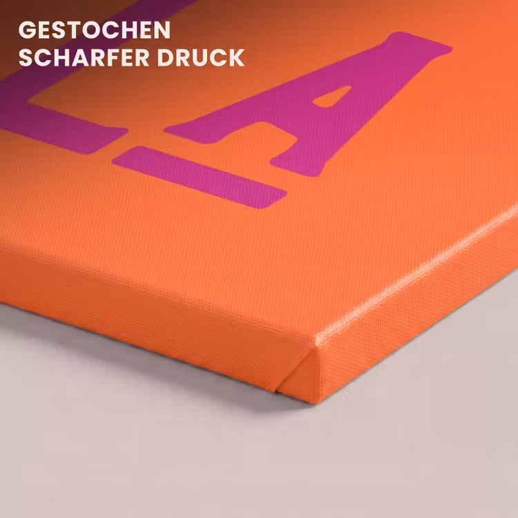 Oh la la - Oranje - Roze - Scheeflettertype canvas 2cm klein -closeup_print_DE