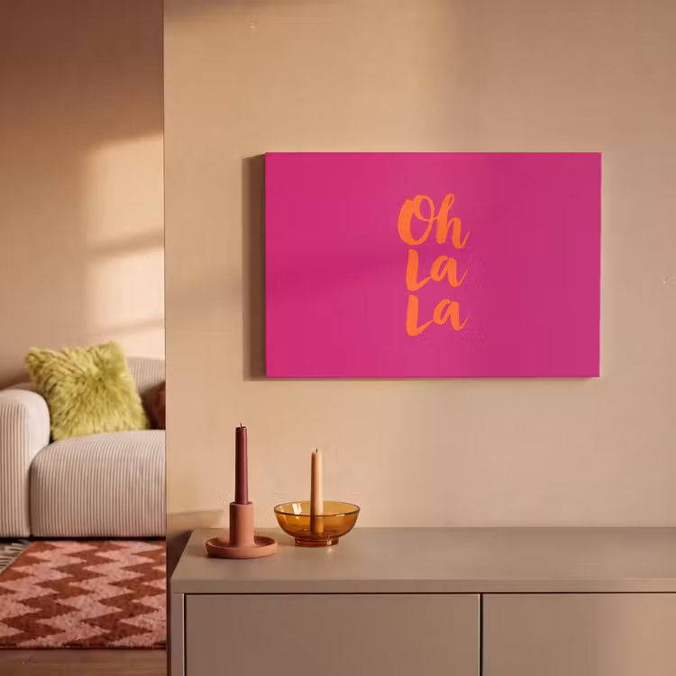 Oh la la - Roze - Oranje - Minimalistisch canvas 2cm klein -sfeer1