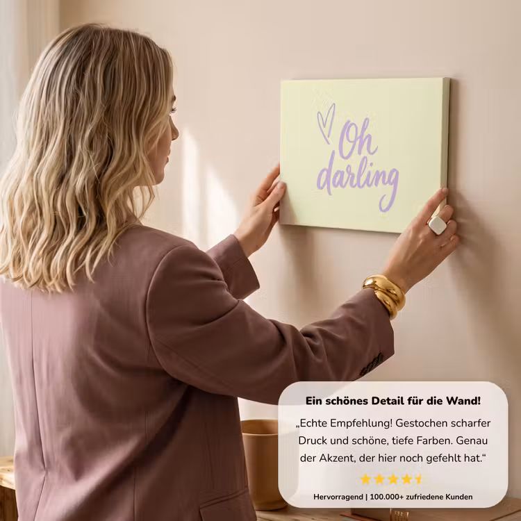 Oh darling - Geel - Hart canvas 2cm klein -sfeer3