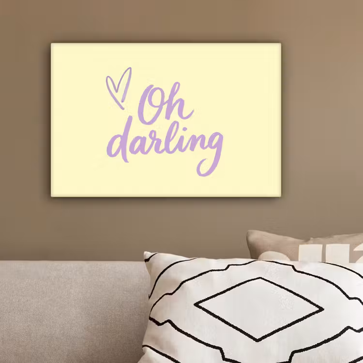 Oh darling - Geel - Hart canvas 2cm klein -sfeer6
