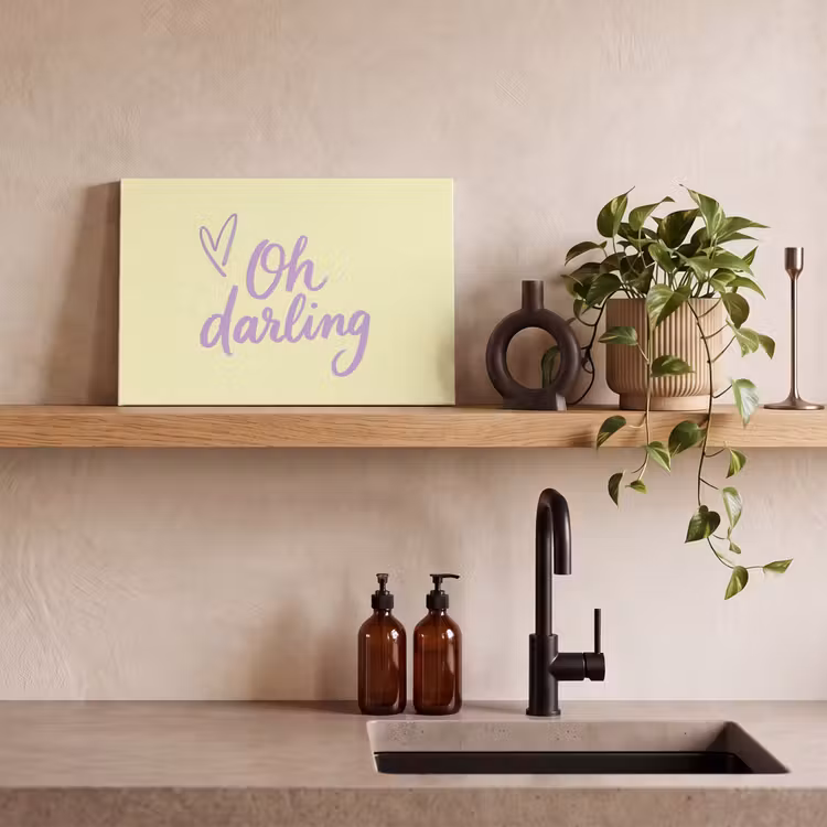 Oh darling - Geel - Hart canvas 2cm klein -uniquesellingpoint_afwerking-onlywow_DE