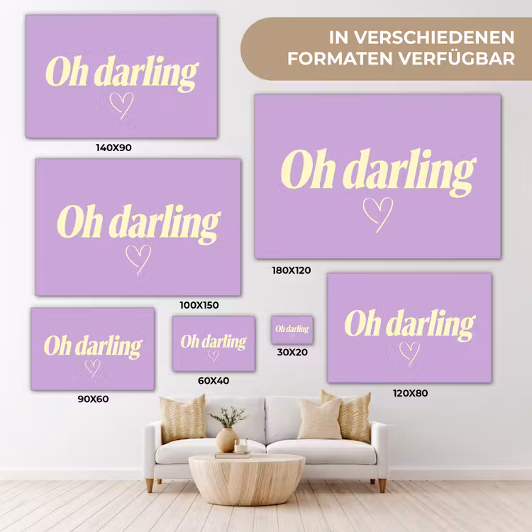 Oh darling - Hart - Paars canvas 2cm klein -Xsfeer8_DE