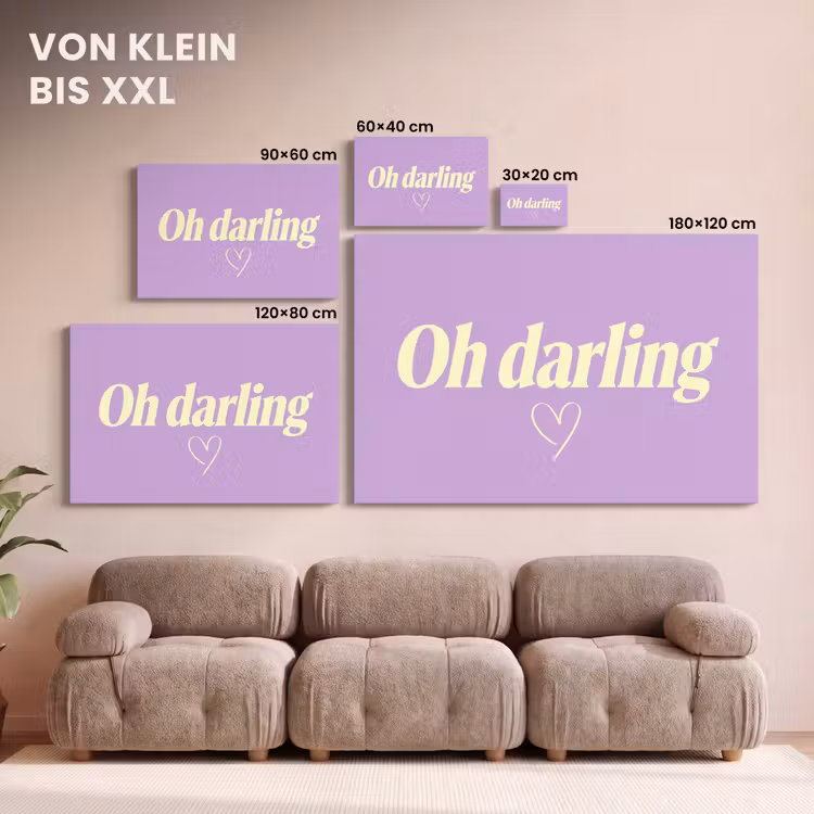 Oh darling - Hart - Paars canvas 2cm klein -Xsfeer8_DE