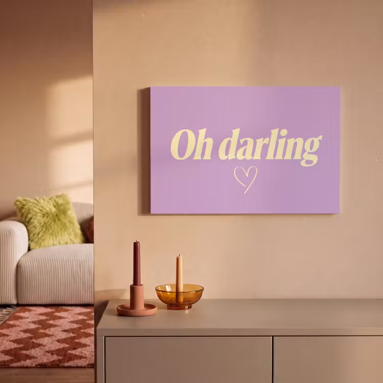 Oh darling - Hart - Paars canvas 2cm klein -sfeer1
