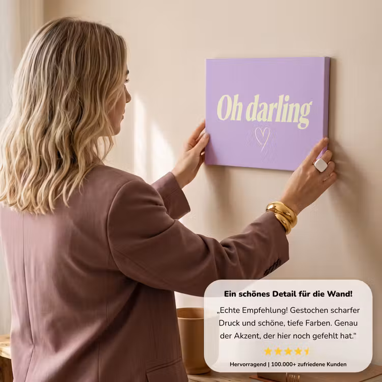 Oh darling - Hart - Paars canvas 2cm klein -Xsfeer7_DE
