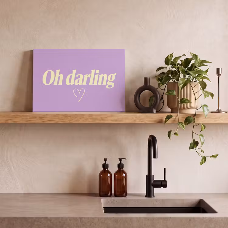 Oh darling - Hart - Paars canvas 2cm klein -sfeer3