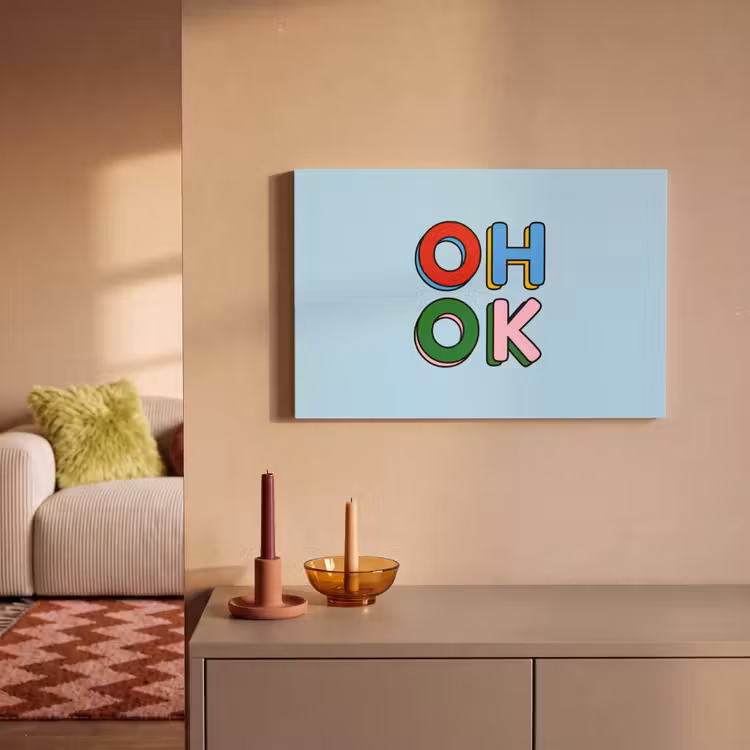 Oh ok - Blauw - Kleurrijk canvas 2cm klein -sfeer1