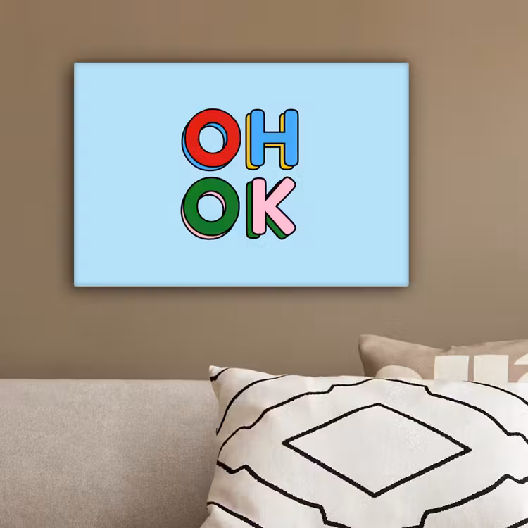 Oh ok - Blauw - Kleurrijk canvas 2cm klein -sfeer3