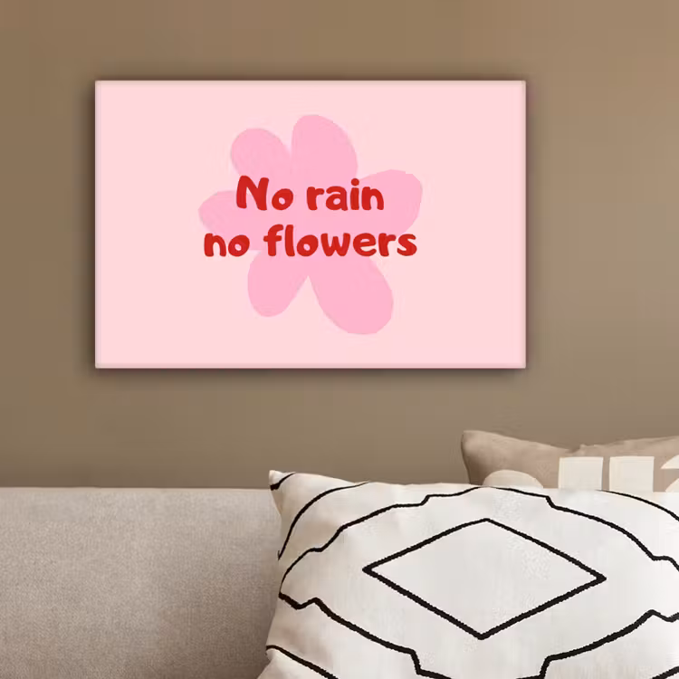 No rain no flowers - Bloem - Roze canvas 2cm klein -sfeer6