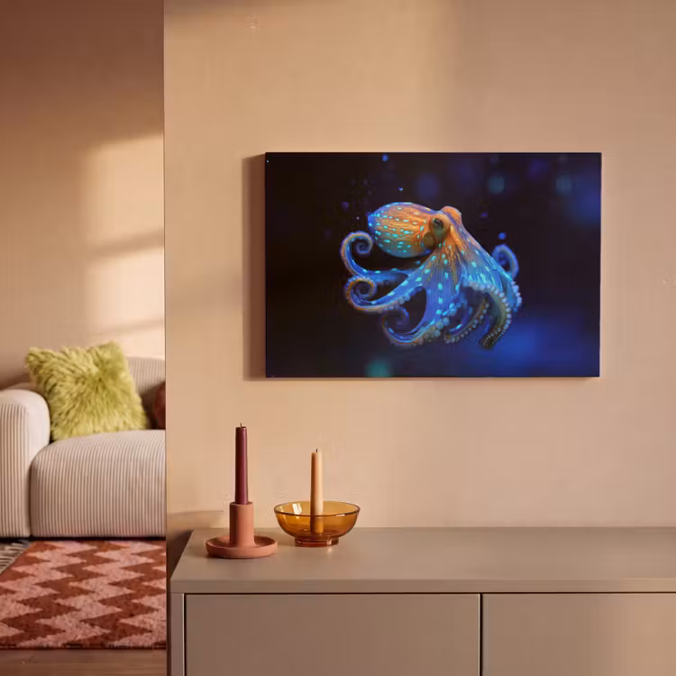 Octopus - Stippen - Blauw - Zee canvas 2cm klein -sfeer1
