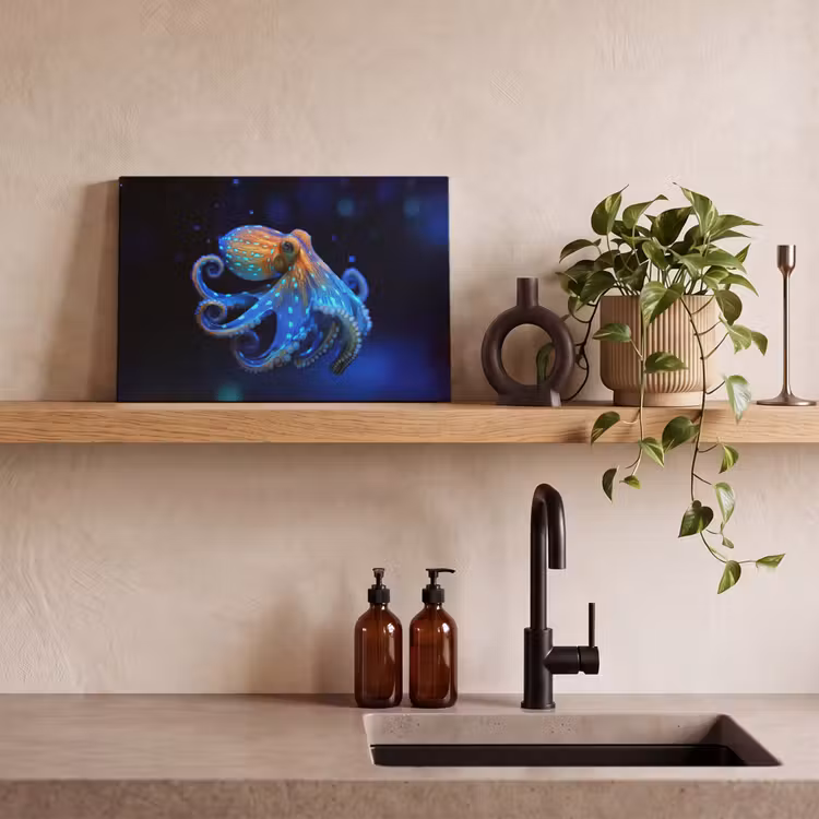 Octopus - Stippen - Blauw - Zee canvas 2cm klein -sfeer6