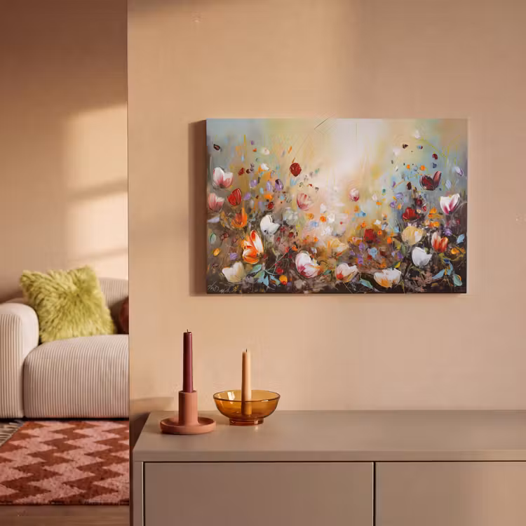 Olieverf - Bloemen - Kleurrijk - Natuur canvas 2cm klein -sfeer1