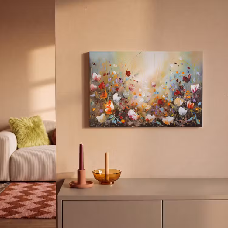 Olieverf - Bloemen - Kleurrijk - Natuur canvas 2cm klein -sfeer1