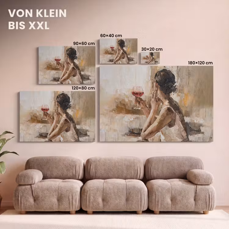 Olieverf - Vrouw - Wijn canvas 2cm klein -Xsfeer8_DE