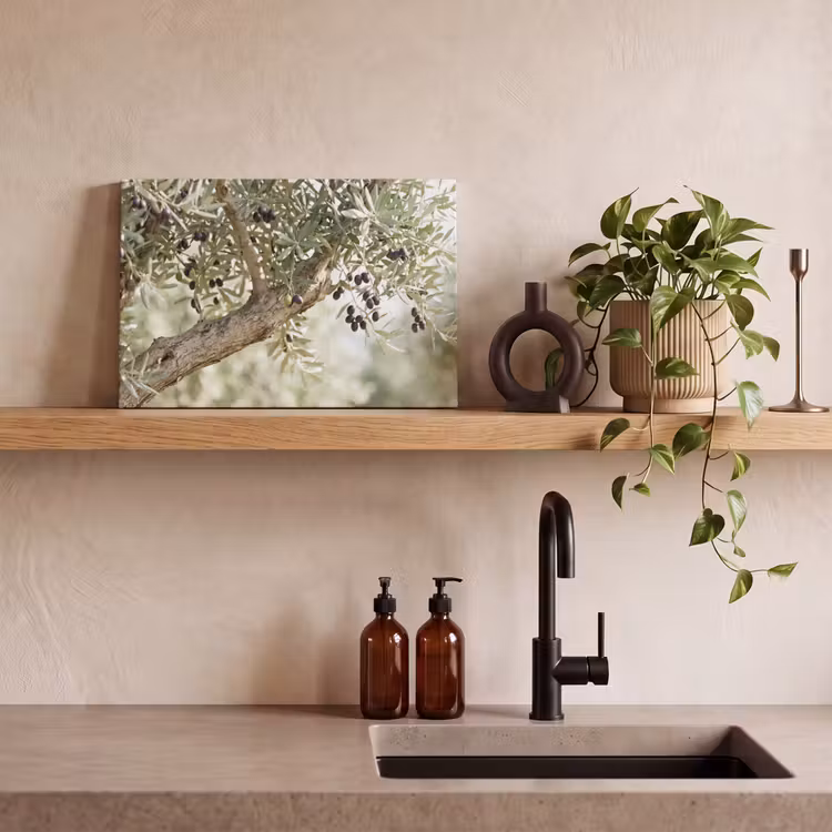 Leinwandbild - Olivenbaum – Zweig – grün - Olijfboom - tak - groen canvas 2cm klein