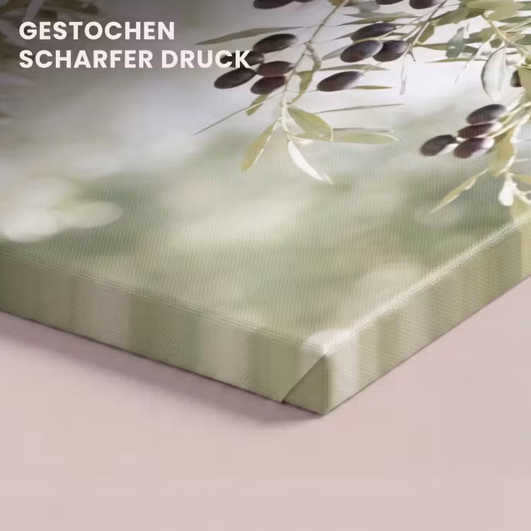 Leinwandbild - Olivenbaum – Zweig – grün - Olijfboom - tak - groen canvas 2cm klein