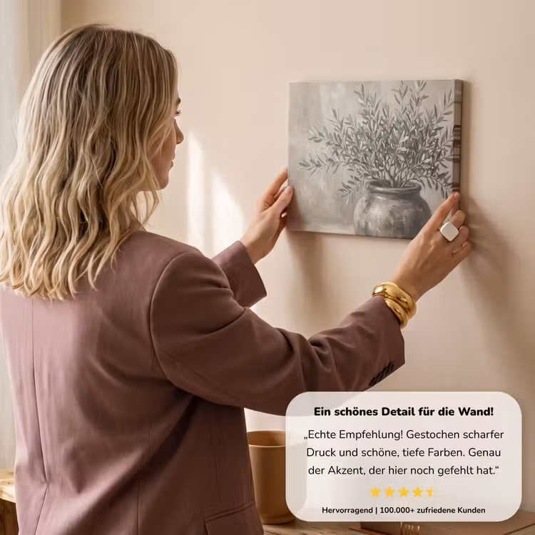 Olijfplant - Aardenpot - Abstract - Beige canvas 2cm klein -sfeer3