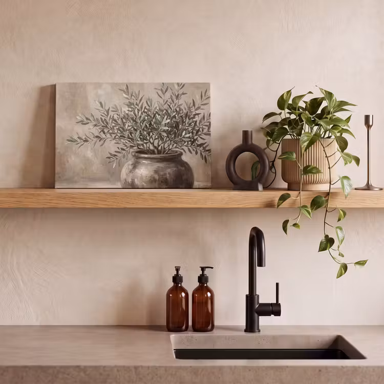 Olijfplant - Aardenpot - Abstract - Beige canvas 2cm klein -sfeer6