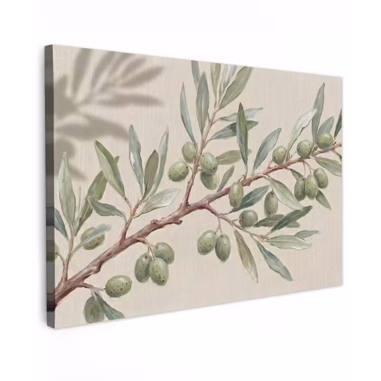 Olijftak - Bladeren - Natuur - Groen - Beige canvas 2cm klein -z3d