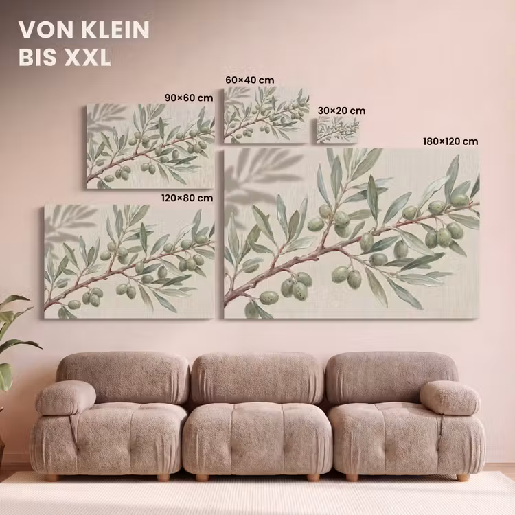 Olijftak - Bladeren - Natuur - Groen - Beige canvas 2cm klein -Xsfeer8_DE