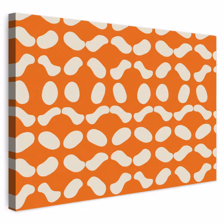 Oranje - Organische vormen - Wit canvas 2cm klein 34 -3d