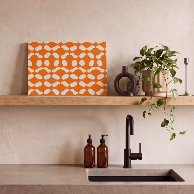 Oranje - Organische vormen - Wit canvas 2cm klein 34 -sfeer3